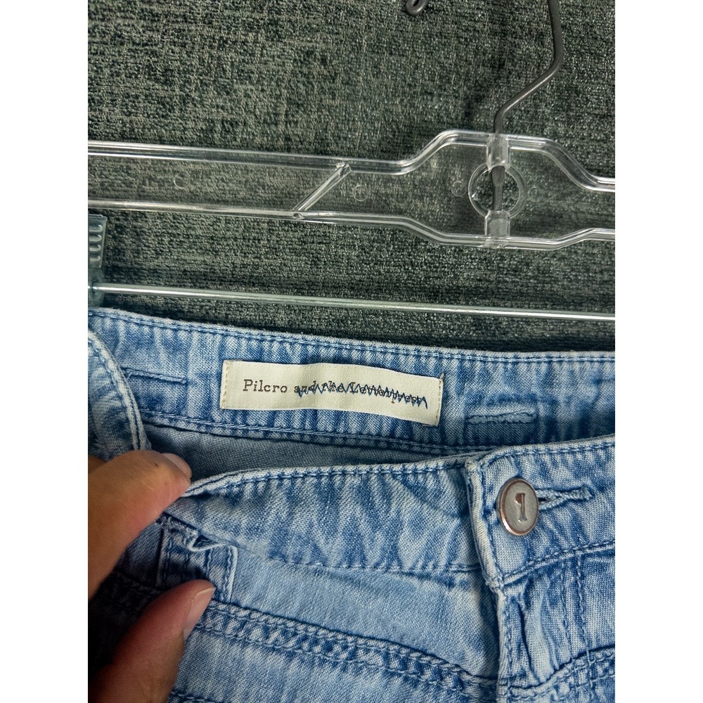 Pilcro Wide Leg Bell Bottom Patch Pocket Jeans Womens 29/30 Light Blue Denim Boh - Picture 3 of 9